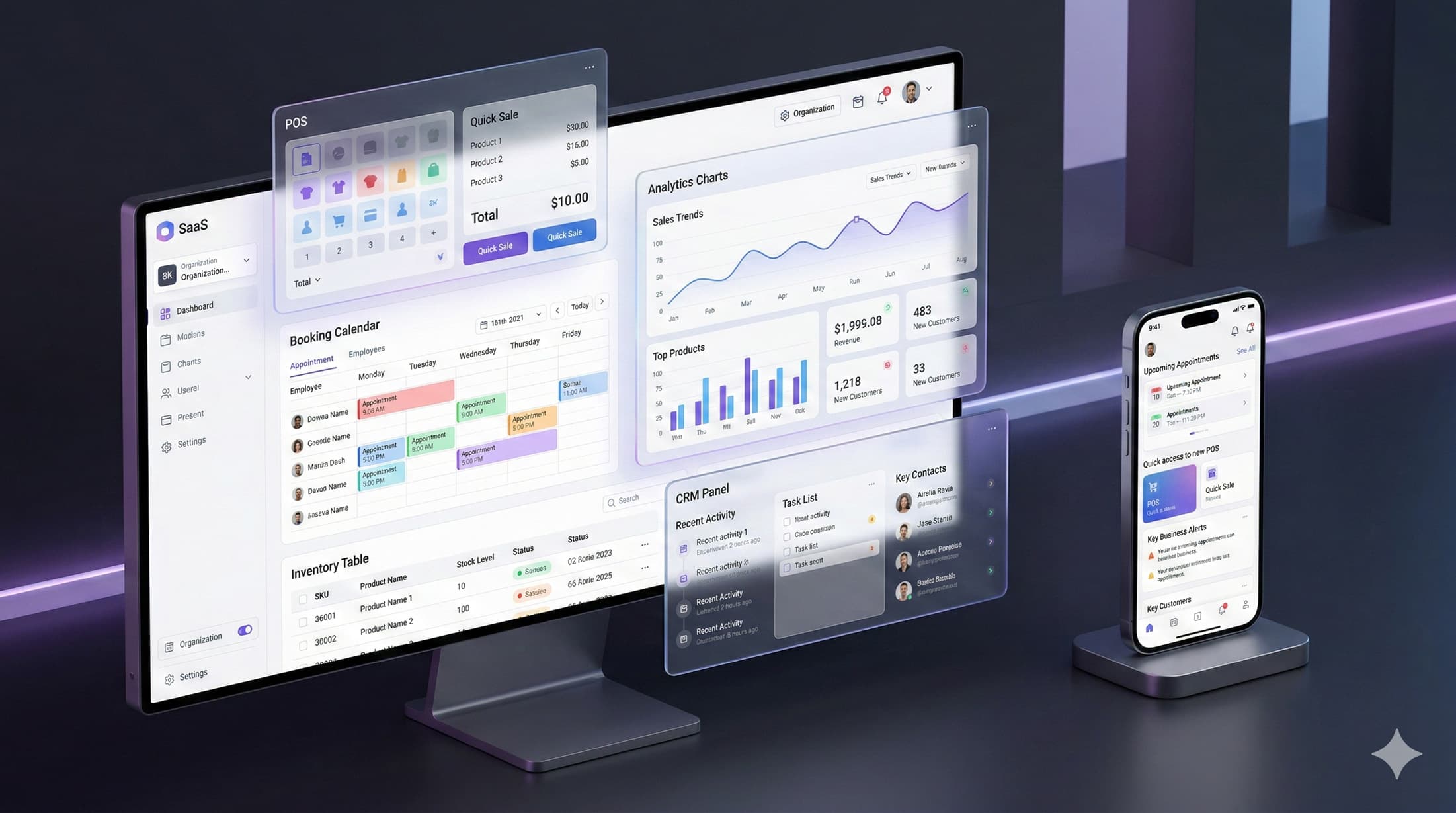 Business analytics dashboard on a laptop